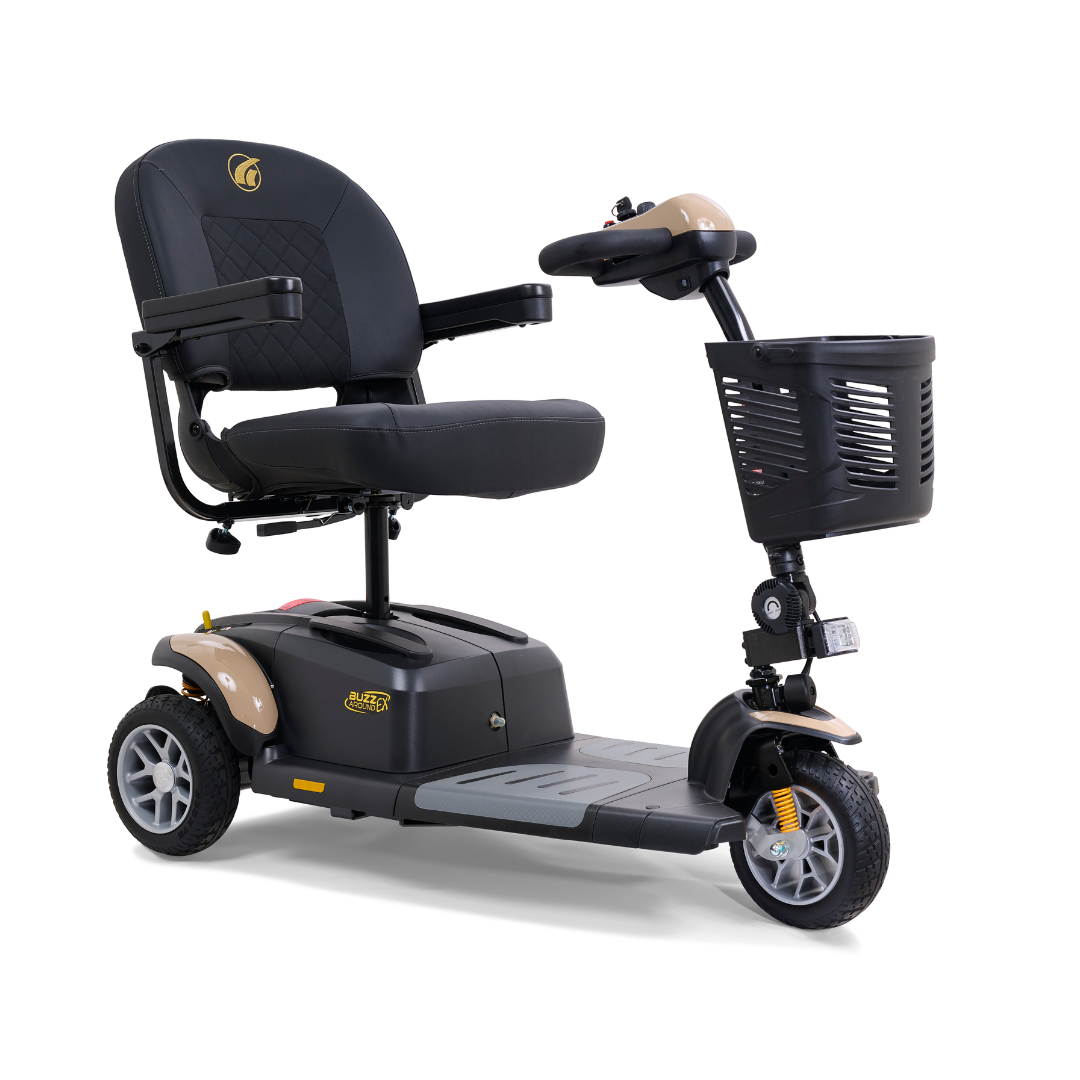 Golden GB118 BuzzAround EX 3-Wheel Long Range Travel Scooter - Desert Tan front right